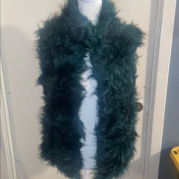 Ci Sono by Cavalini Emerald Green Faux Fur Vest large - Picture 1 of 6
